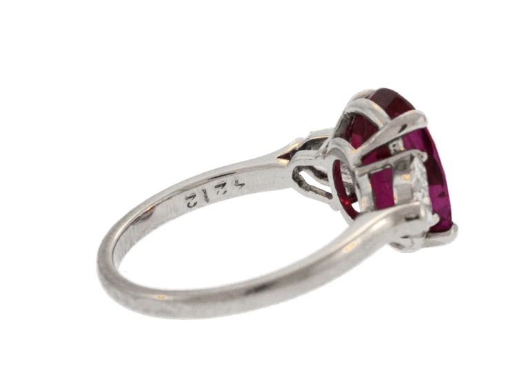 Platinum Burma Ruby Diamond Ring, No Heat