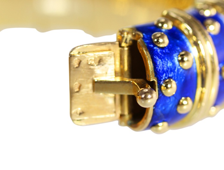 Gold and Blue Enamel Bangle by Schlumberger
