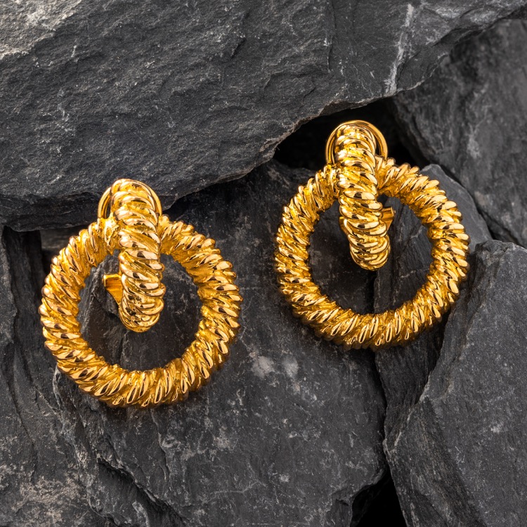 Hermes 18 Karat Yellow Gold Earrings