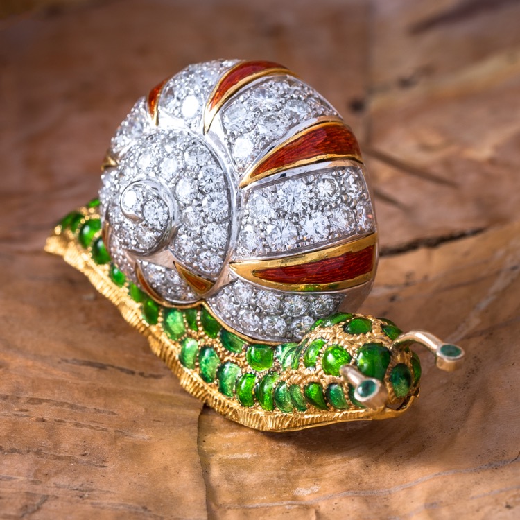 Enamel and Diamond Brooch by Moba