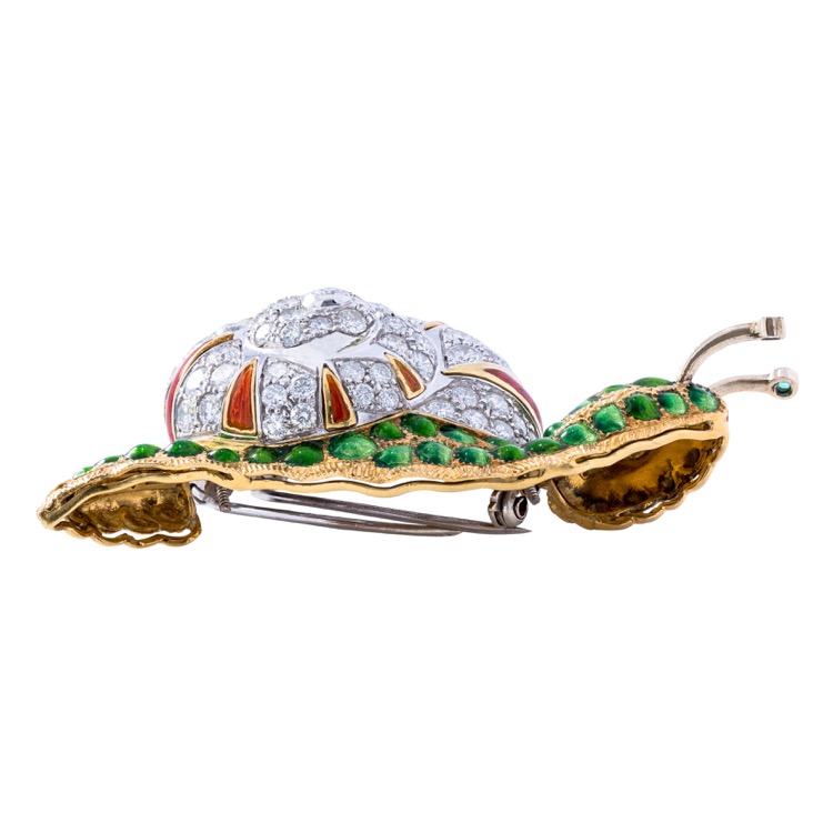 Enamel and Diamond Brooch by Moba
