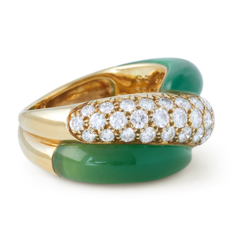 Van Cleef & Arpels Chrysoprase and Diamond Ring, French
