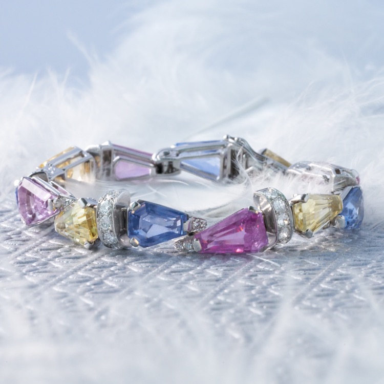 Oscar Heyman Multi-Color Sapphire and Diamond Bracelet
