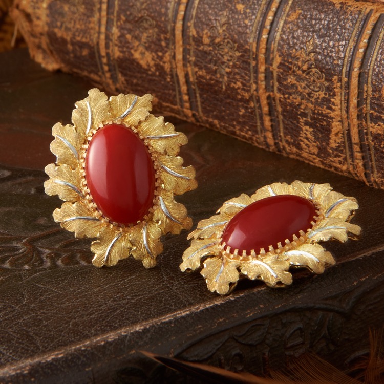 Buccellati Red Coral Ear Clips