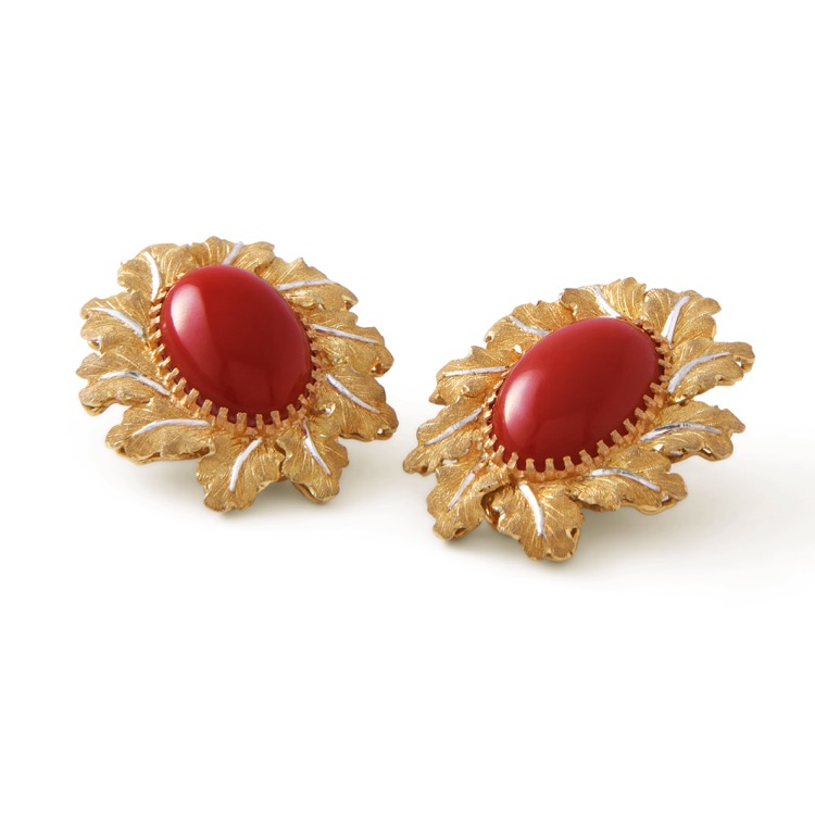 Buccellati Red Coral Ear Clips