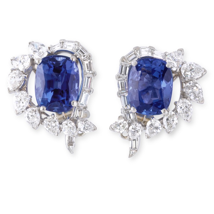 Oscar Heyman Brothers Sapphire and Diamond Earrings