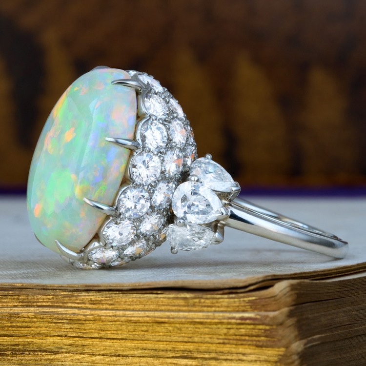 Harry Winston Opal and Diamond Ring, Platinum