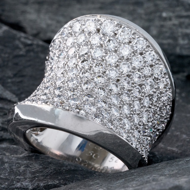 Cartier Diamond Saddle Ring, 18 Karat White Gold