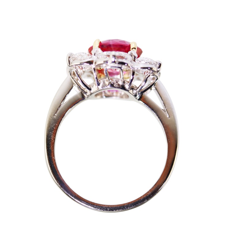 Platinum, 18 Karat Gold, Pink Sapphire and Diamond Ring by Oscar Heyman
