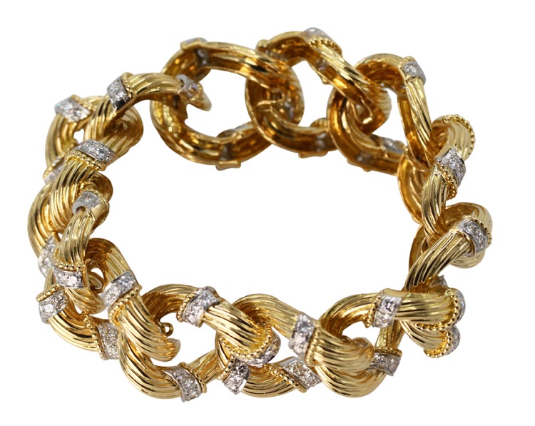 18 Karat Gold and Diamond Link Bracelet by Van Cleef & Arpels, circa 1960