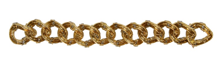 18 Karat Gold and Diamond Link Bracelet by Van Cleef & Arpels, circa 1960