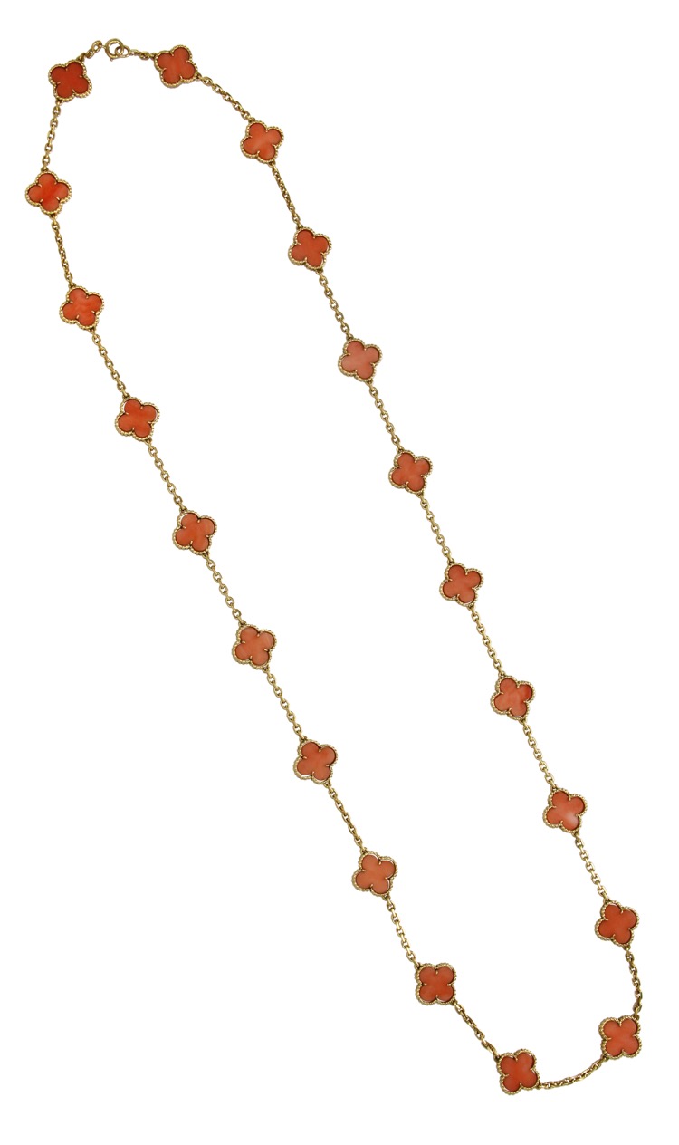 Van Cleef & Arpels Vintage Alhambra Coral Necklace, c 1974, French