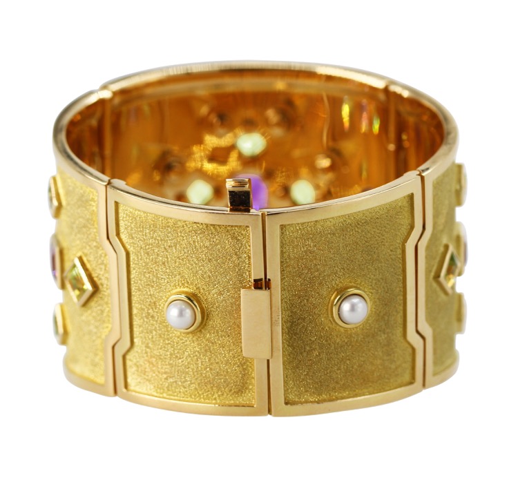 18 Karat Gold and Multi Gem Maltese Cross Bracelet by Verdura, Italy