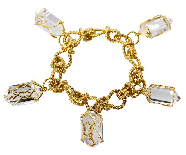18 Karat Gold and Rock Crystal "Herkimer" Charm Bracelet by Verdura