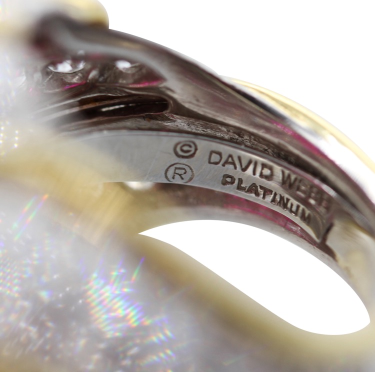 18 Karat Yellow Gold, Platinum, Ruby and Diamond Ring by David Webb