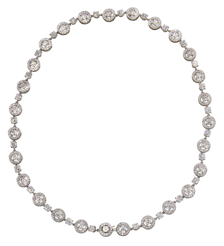 Boucheron Diamond Necklace, 18K White Gold, French