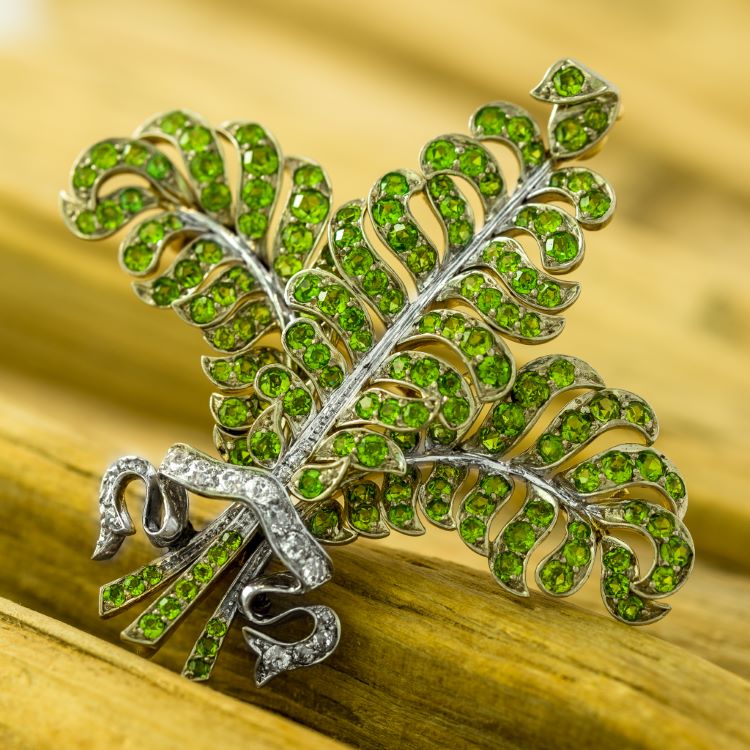 Edwardian Demantoid and Diamond Brooch, TB Starr