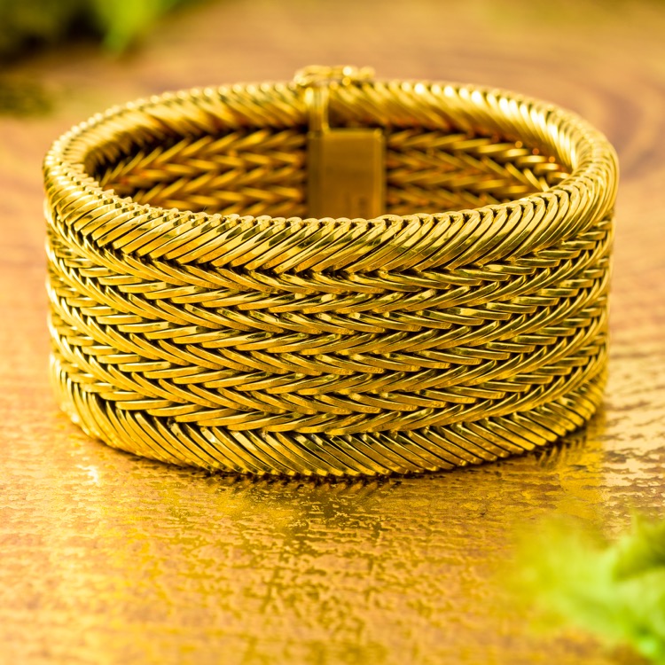 Handmade Gold Bracelet, Heavy 18K Yellow Gold