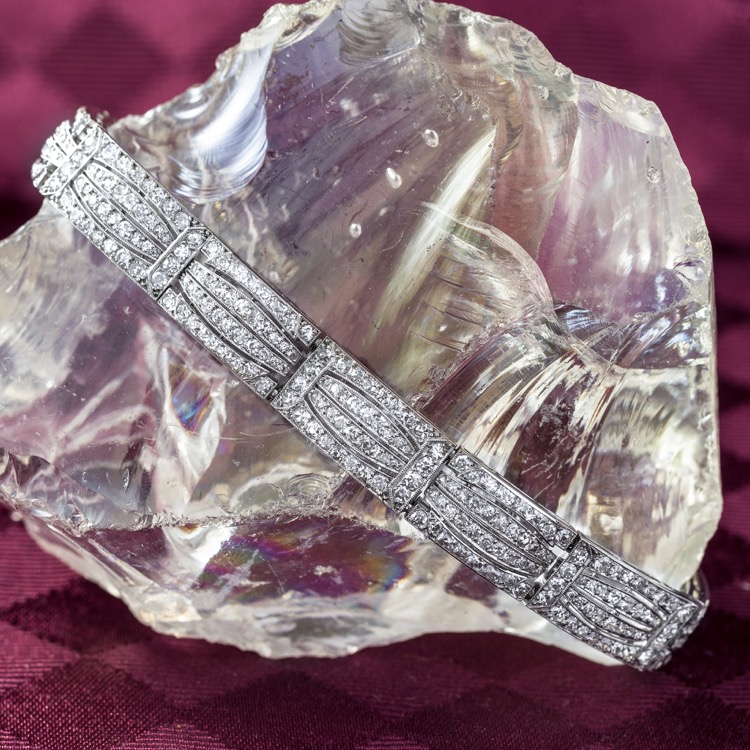 Art Deco Platinum Diamond Bracelet by Chaumet, France