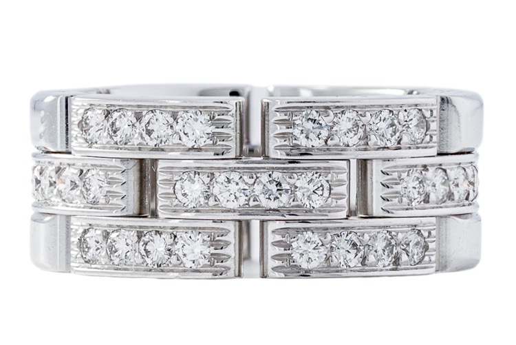 18 Karat White Gold Diamond Maillon Panthère Ring by Cartier