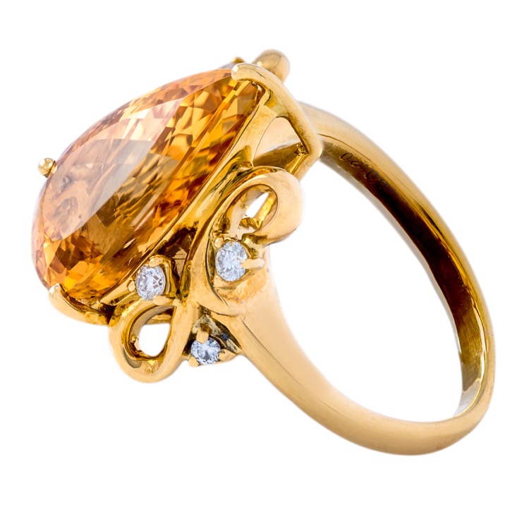Precious Topaz and Diamond Ring, 18 Karat Yellow Gold
