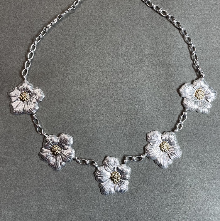 Buccellati Silver Gardenia Blossom Necklace 