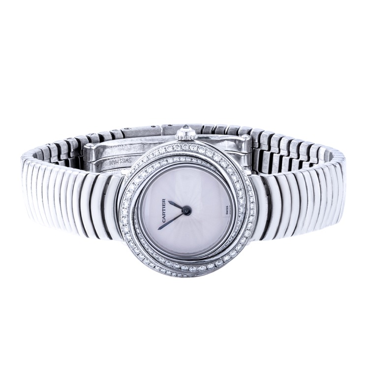 Cartier 18 Karat White Gold and Diamond Trinity Watch