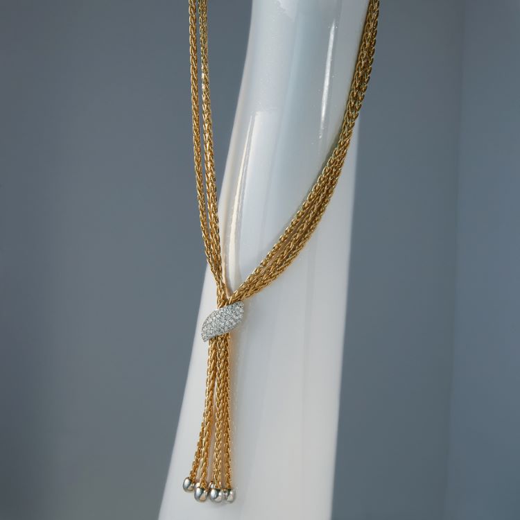 18 Karat Yellow and White Gold Diamond Necklace