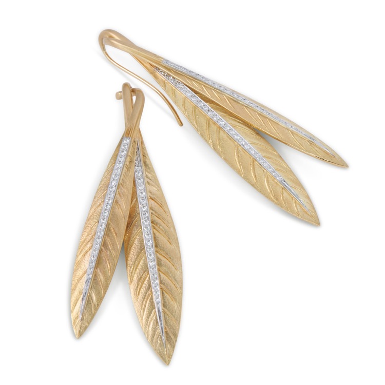Verudra Tiara Feathers Diamond Earrings
