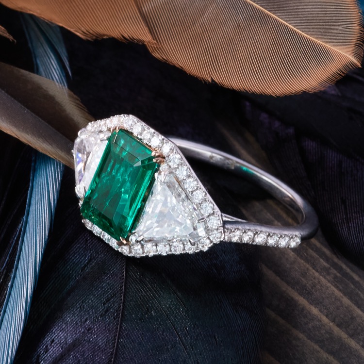 Colombian No Oil Emerald and Diamond Ring