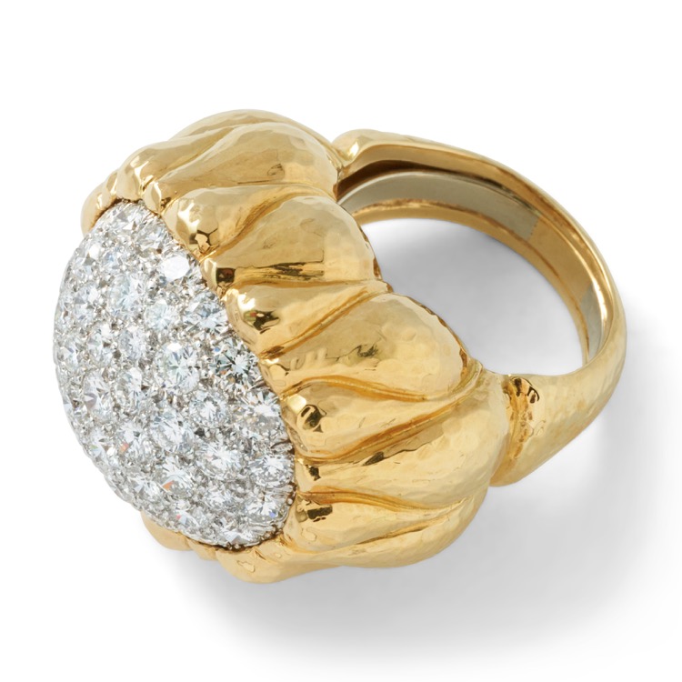 David Webb Large Diamond Sunflower Ring