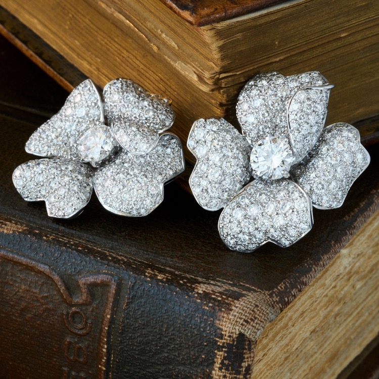Cartier Diamond Flower Earrings