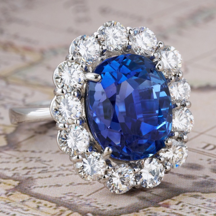 Ceylon No Heat Sapphire and Diamond Ring