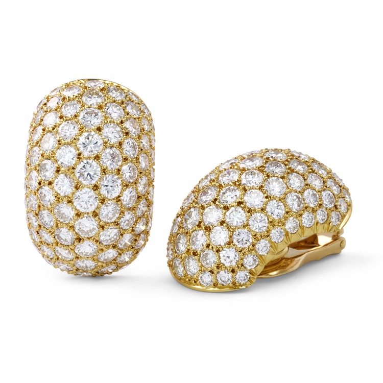 Van Cleef & Arpels Diamond Earrings, 18 Karat Yellow Gold