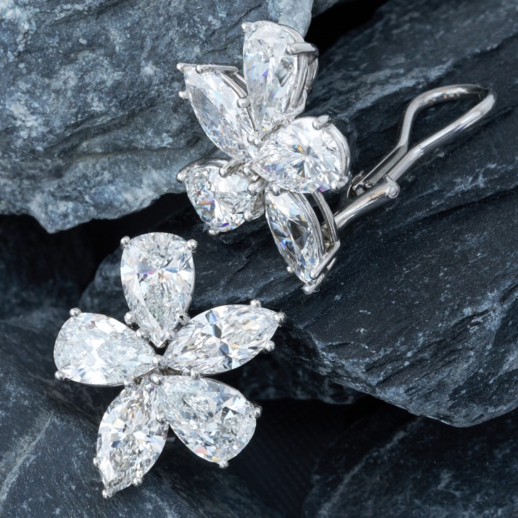 Platinum Diamond Cluster Earrings