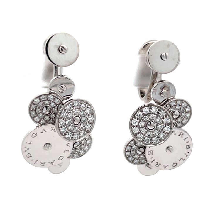 Bulgari Diamond Cicladi Earrings, 18 Karat White Gold