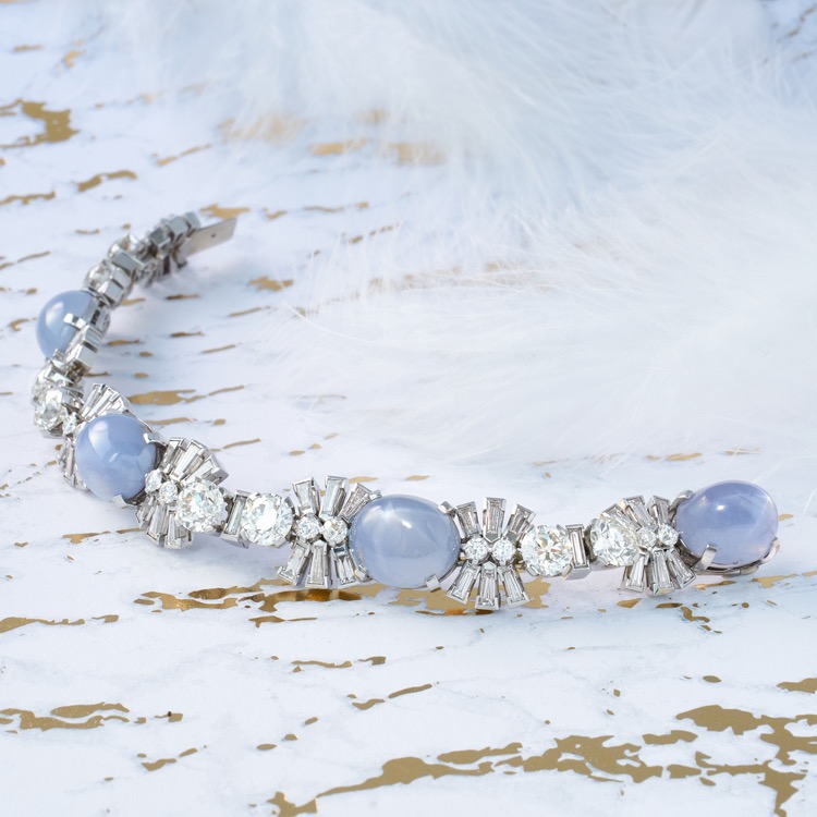 Spaulding & Co Star Sapphire and Diamond Bracelet, Platinum