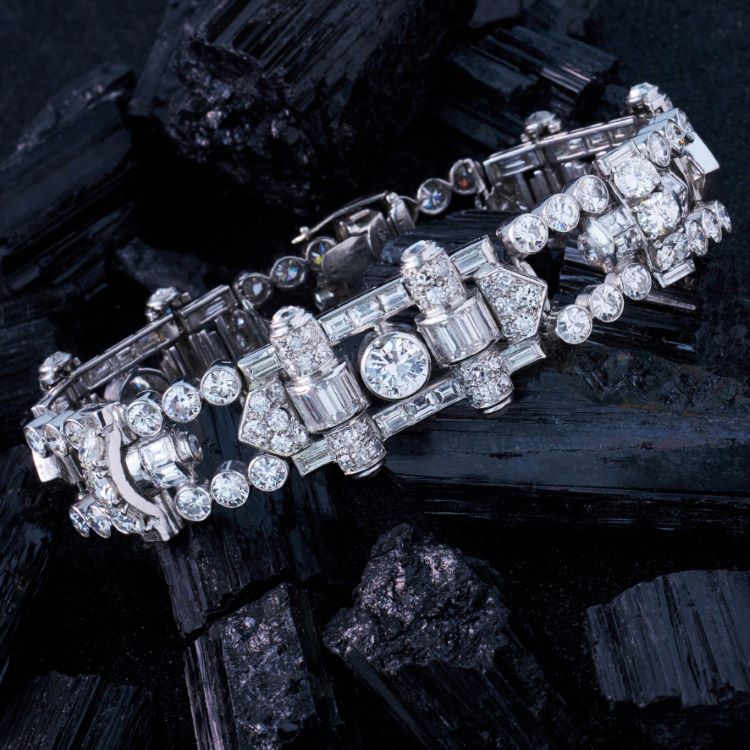 Cartier Art Deco Platinum and Diamond Bracelet, French