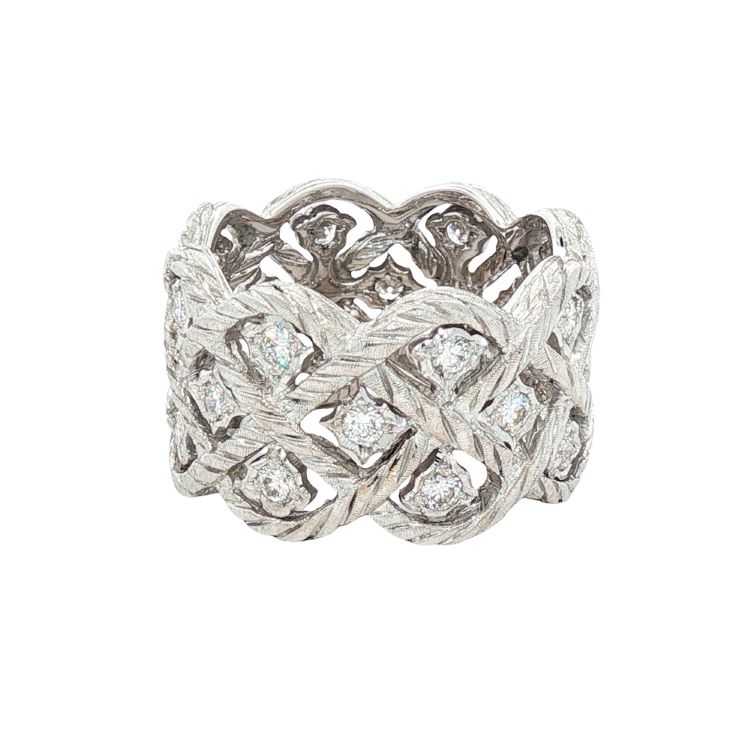 Buccellati Diamond Ring, 18 Karat White Gold