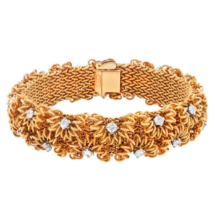 Diamond Bracelet, 18 Karat Yellow Gold, French